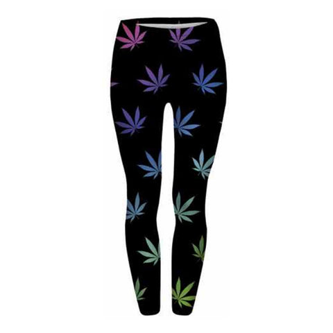 Women leggins 3D Black Weed leaf