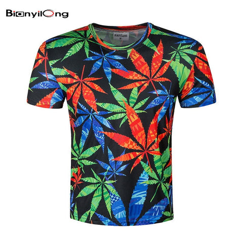 Men/women 3d t-shirtprint green leaves