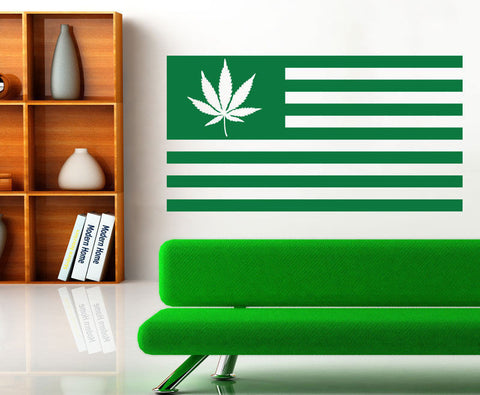 High Quality Vinyl Wall Art Decals Sticker Home Decor Leaf Weed USA Flag Living Room Wall Paper Home Art Mural A-95