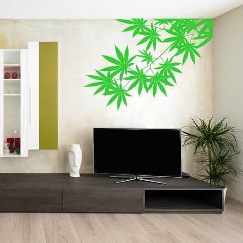 Green Tree Leafs Plant Weed Vinyl Design Wall Sticker Art Home Living Room Bedroom Decor Left Right Facing Choice WallpaperY-820